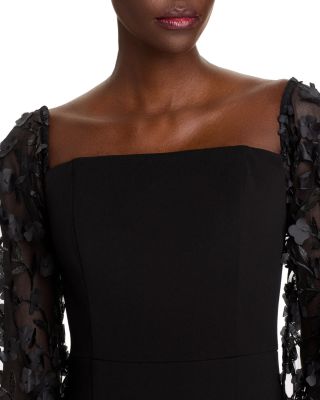 Floral-Embellished Off-the-Shoulder Gown