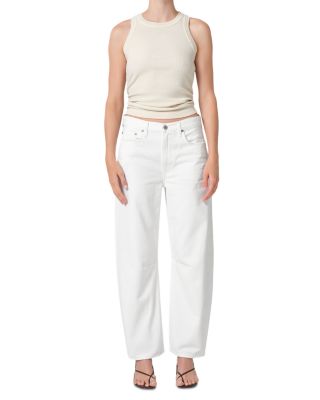 Miro High Rise Ankle Barrel Jeans in Soft White
