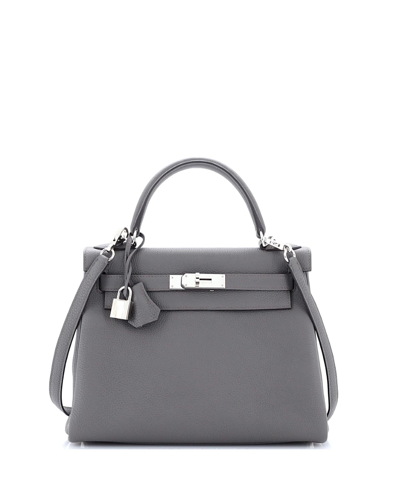 Pre-owned Pre-owned Hermes Hermes Kelly 28 Handbag Grey Togo With Palladium Hardware In Vert De Gris