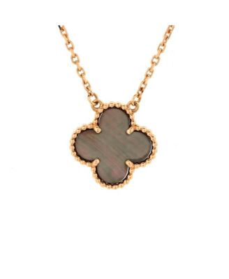 Pre-Owned Van Cleef & Arpels Vintage Alhambra Pendant Necklace 18K Rose Gold and Grey Mother of Pearl