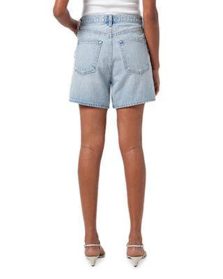 V Waist Mid Rise Denim Shorts in Backbeat