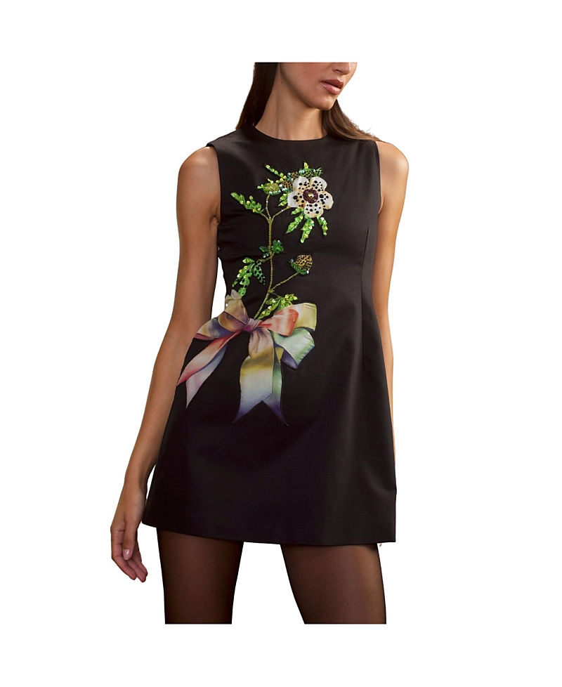 Shop Cynthia Rowley Embellished Cotton Mini Dress In Black Multi