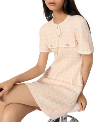 Tweed Effect Knit Short Dress