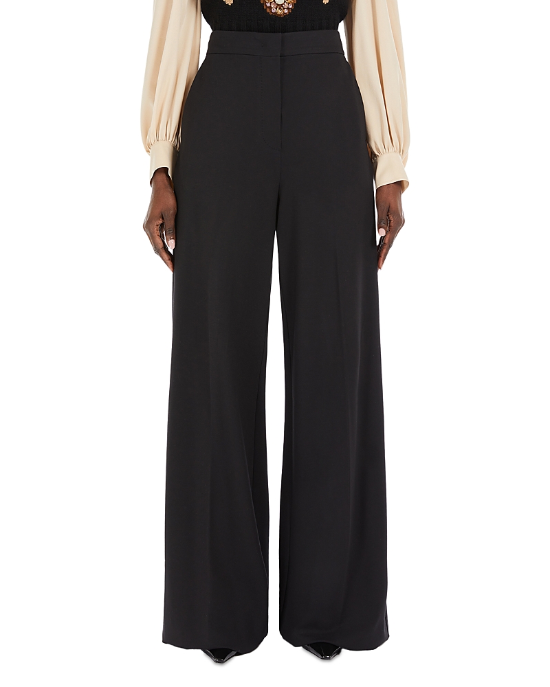 Max Mara Stelvio Ribbed Wide-leg Pants In Black