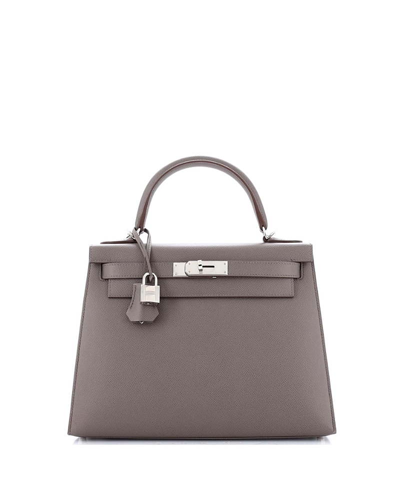 Pre-owned Pre-owned Hermes Hermes Kelly 28 Handbag Grey Epsom With Palladium Hardware In Etain