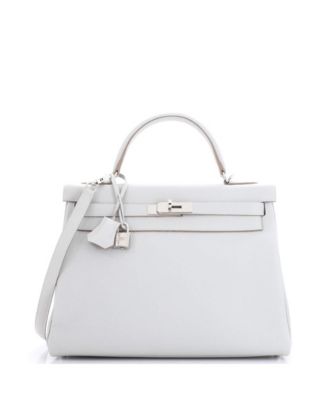 Pre-Owned HERMES Kelly 32 Handbag Grey Clemence with Palladium Hardware