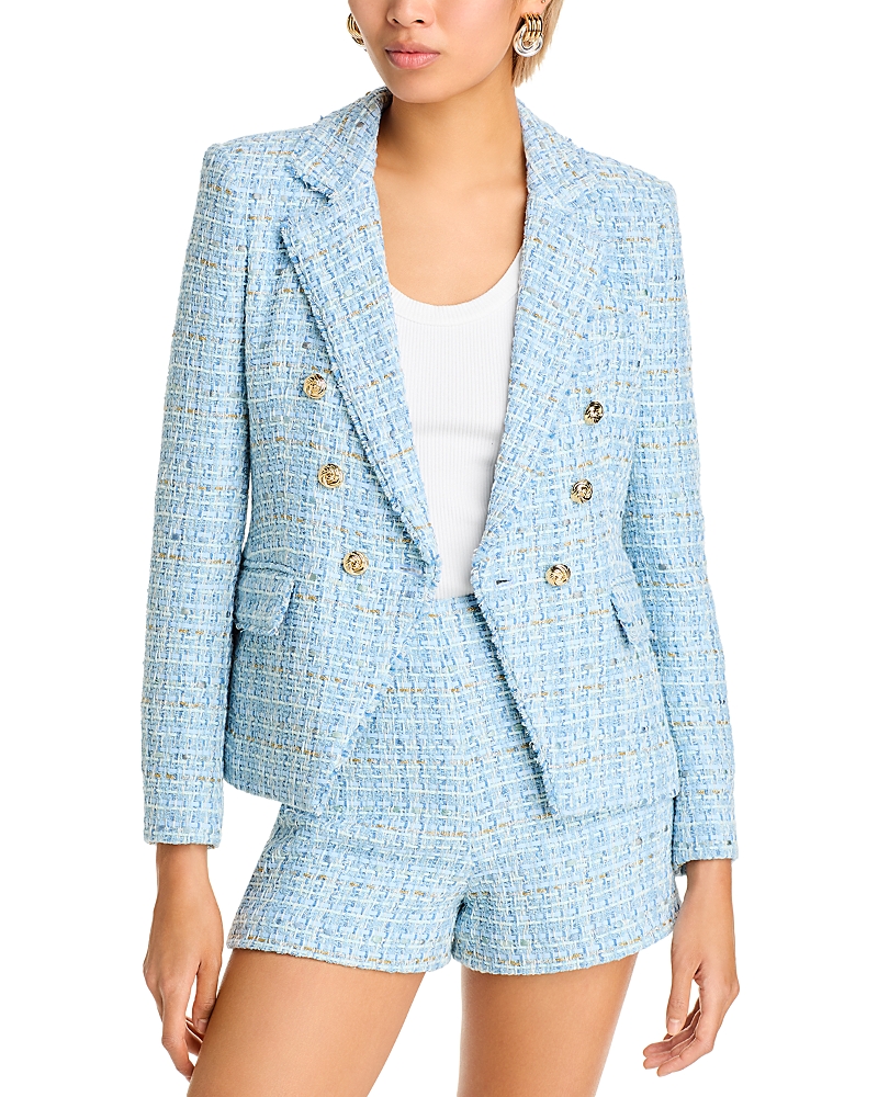 Generation Love Eliza Tweed Blazer In Sky Blue Multi