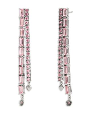 COACH - Signature Charm Pink Tennis Linear Drop Earrings