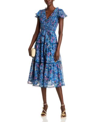 Metallic Floral Midi Dress - Exclusive