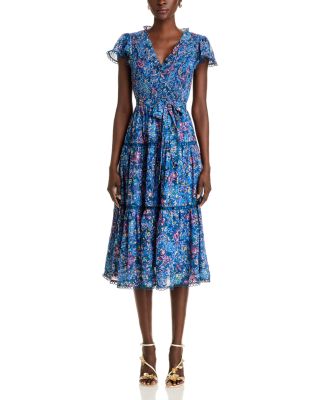 Metallic Floral Midi Dress - Exclusive