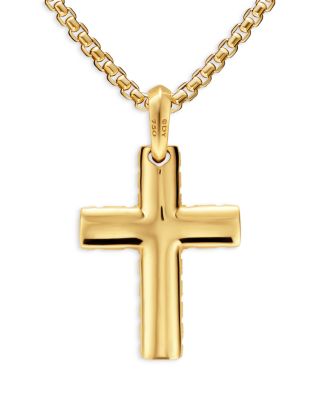 Men's Chevron Cross Pendant in 18K Yellow Gold, 36mm