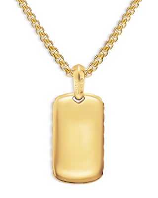 Men's Chevron Tag in 18K Yellow Gold with Diamonds, 27mm