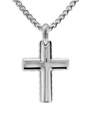 Men's Chevron Cross Pendant in Sterling Silver, 36mm
