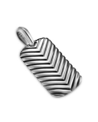 Men's Chevron Tag in Sterling Silver, 27mm