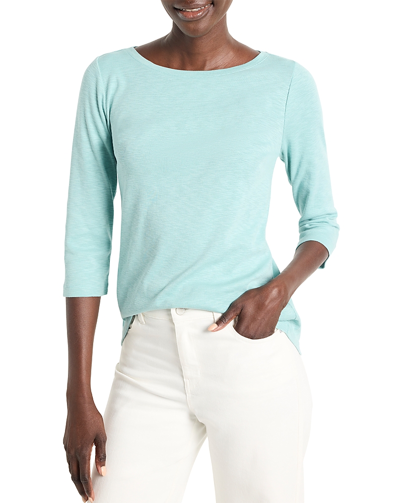 Shop Nzt By Nic+zoe Three Quarter Sleeve Boat Neck Tee In Bright Aqua