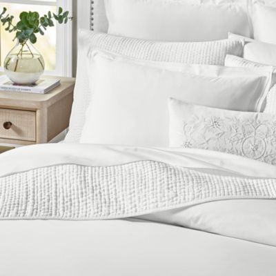 Tipped Double Flange Percale Bedding Collection - Exclusive