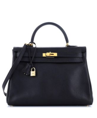 Pre-Owned HERMÈS - Kelly 35 Handbag Black Clemence with Gold Hardware