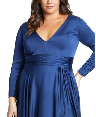 Satin Long Sleeve Evening Gown