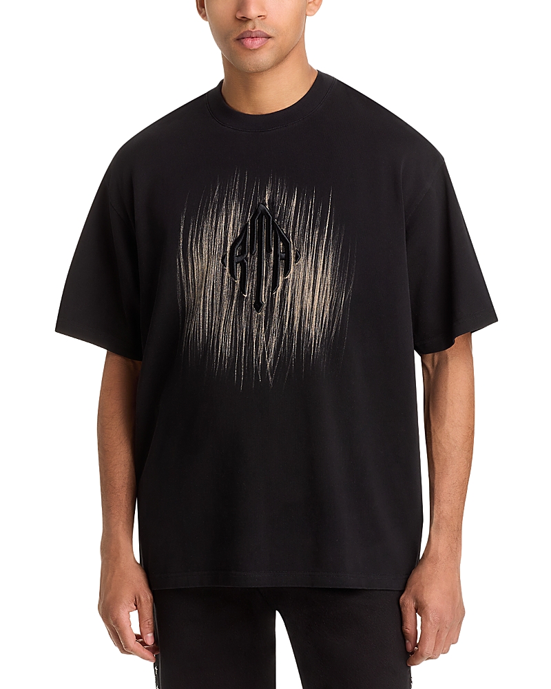 Rta Oversized Fit Colin Black Etched Monogram Tee In Black