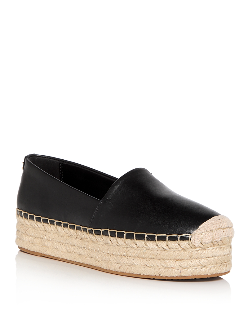 Michael Kors Lynn Leather Platform Espadrille In Black