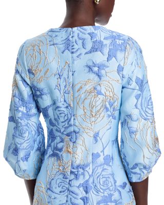 Metallic Floral Jacquard Dress