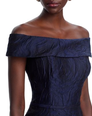 Jacquard Off-the-Shoulder Gown