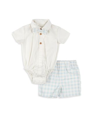 FIRSTS by petit lem - Boys' Poplin Shirt & Checkered Shorts - Baby