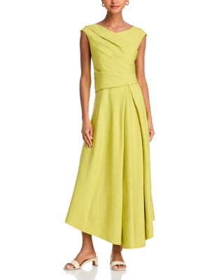 Lafayette 148 New York - Silk Linen Drape Front Asymmetric Dress
