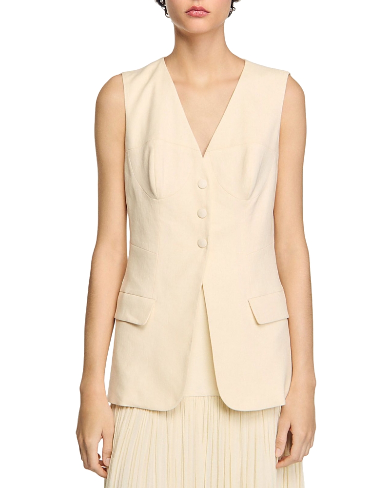 Sandro Sleeveless Jacket In Ecru