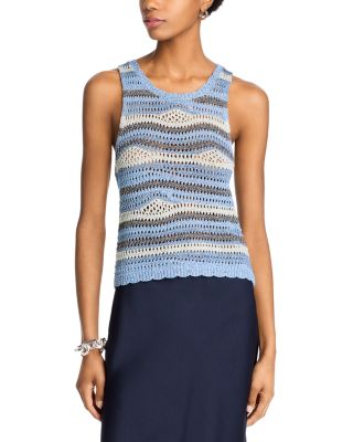 STEVE MADDEN - Hannah Striped Crochet Sleeveless Sweater