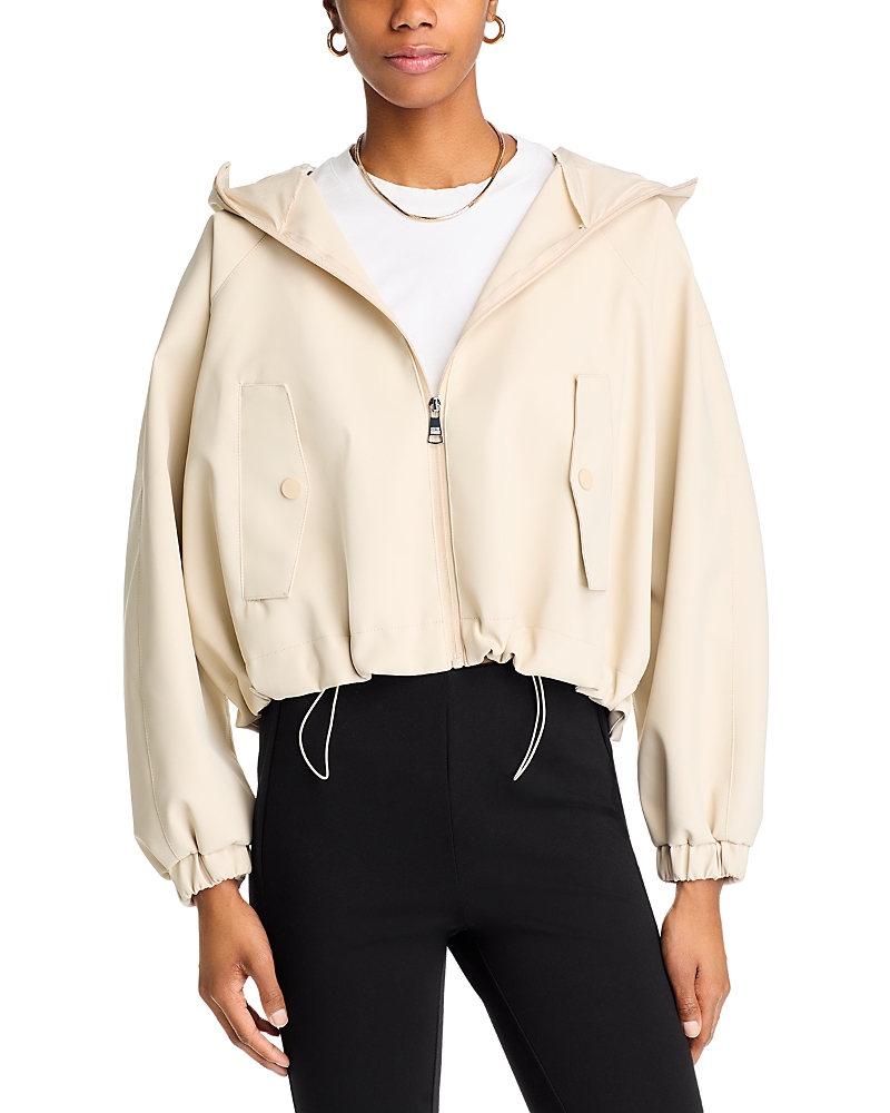 Steve Madden Lumi Faux Leather Hooded Jacket In Bone