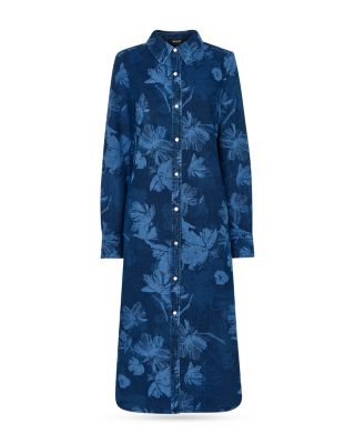 Chalk Print Denim Shirt Dress