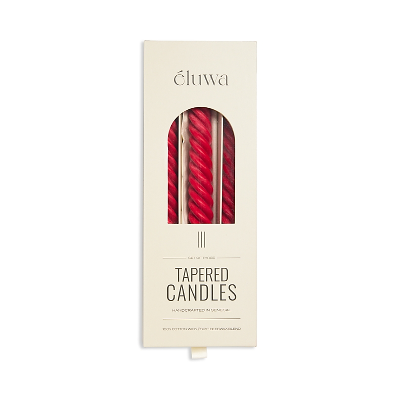 Éluwa Studio Molua Tapered Swirl Candles, Set Of 3 In Red