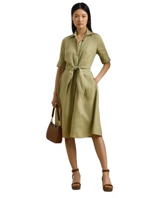 Ralph Lauren - Tie Front Linen Shirt Dress - Petite, Regular & Plus