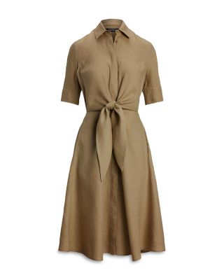 Tie Front Linen Shirt Dress