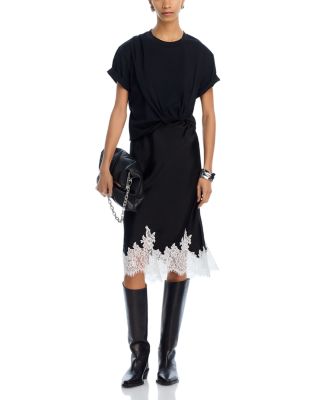 Draped Slip Combo Cotton T-Shirt Dress