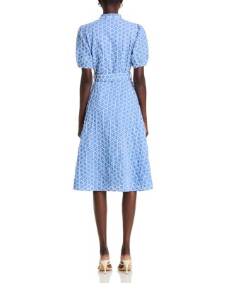 Eyelet Puff Sleeve Fit &amp; Flare Dress