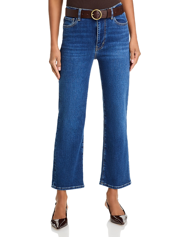 Frame Womens The Ruler Crop Five-pockets Straight-leg High-rise Stretch-denim Jeans Written