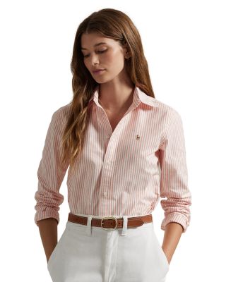 Ralph Lauren Stretch Slim Fit Striped Oxford Shirt | Bloomingdale's Women