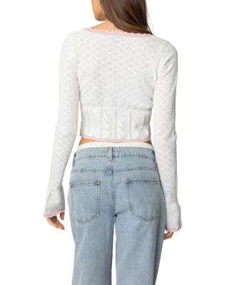 Abbie Split Front Pointelle Top