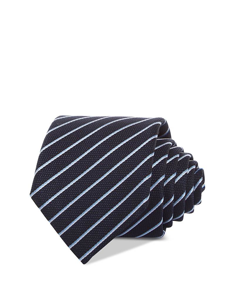 Hugo Boss Boss Diagonal Stripe Jacquard Silk Blend Tie In Dark Blue