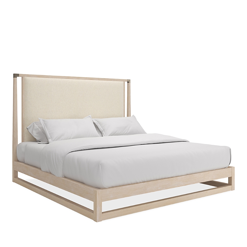 Caracole Classic Pinstripe Upholstered Light Bed, King In Oak