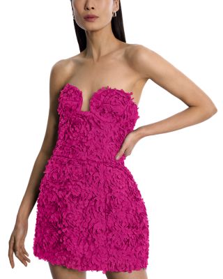 Strapless 3D Floral Dress