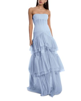 bcbgmaxazria corset tiered evening dress Tony Bowls Evenings Butterfly Prom Dress TBE11542 Perwinkle Blue Multi –  Unique Weddings & Hair I Go Again Wigs main image 1