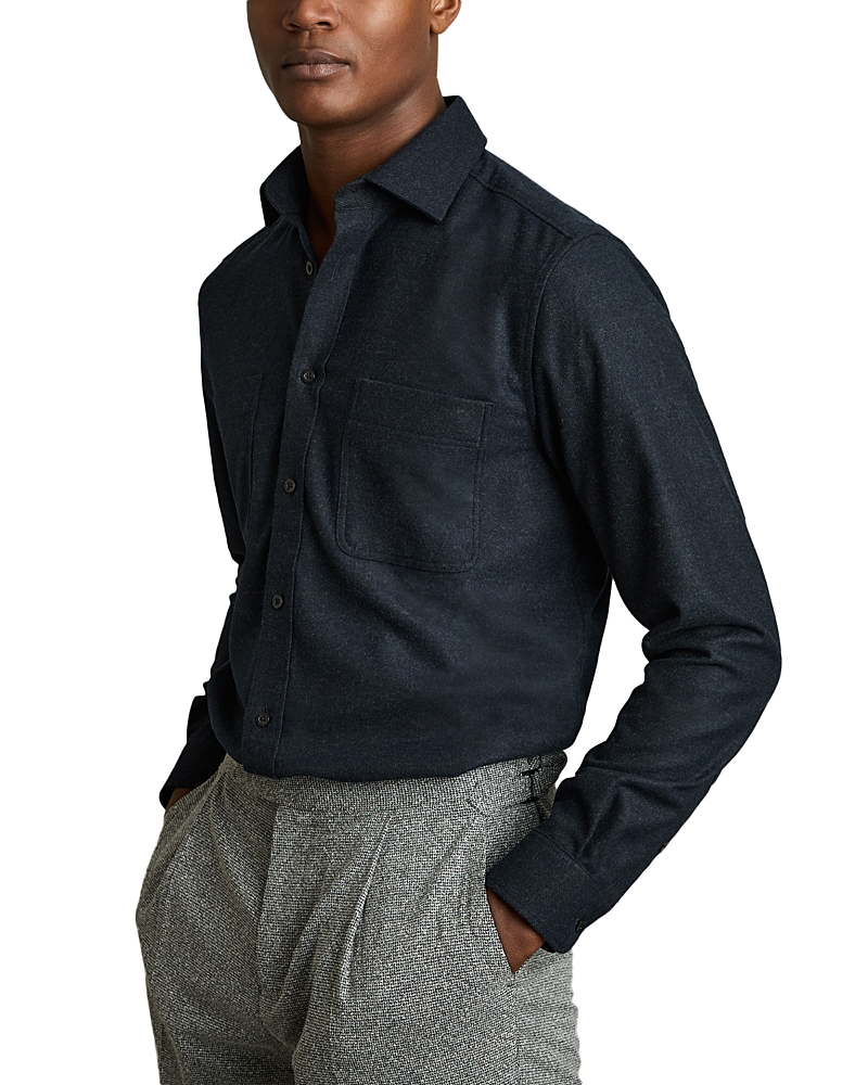 Reiss Navy Twin-pocket Button-through Overshirt In Navy