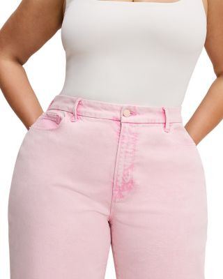 Good Waist High Rise Cropped Palazzo Jeans in Pink