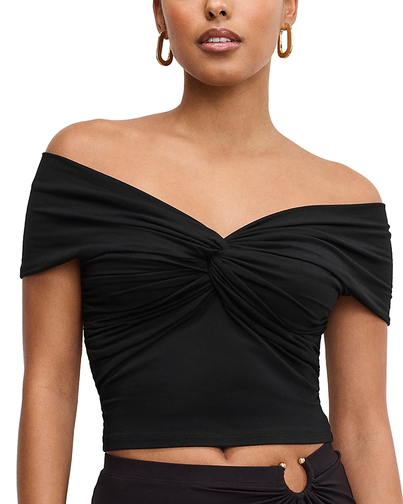 GOOD AMERICAN STRETCH JERSEY TWIST OFF TOP