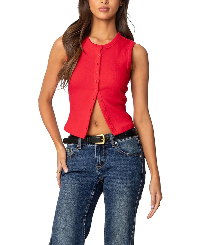 EDIKTED BASEL BUTTON UP TANK TOP