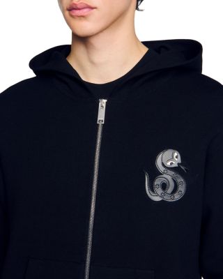 Snake Detail Zip Up Hoodie