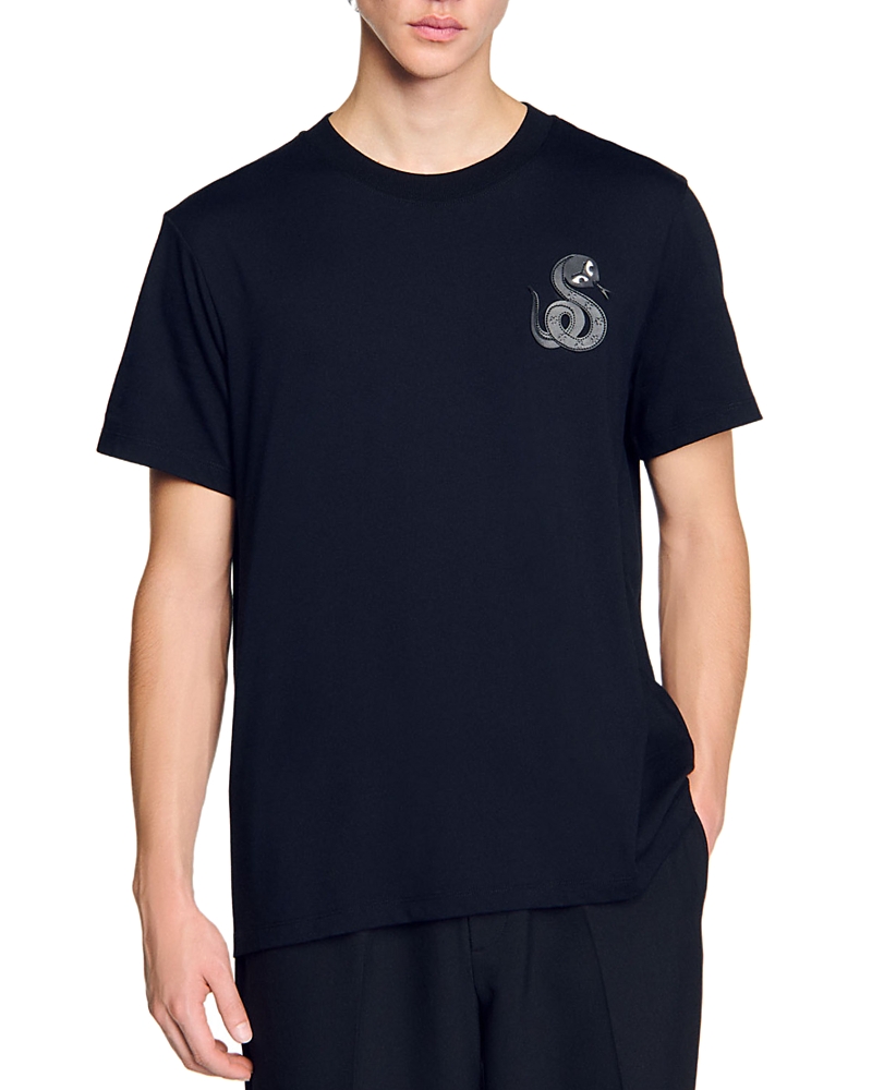 Sandro Snake Graphic Tee In Black